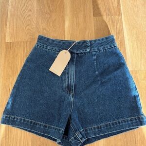 Meshki Abel Blue Jean Shorts - High-Waisted Relaxed Fit